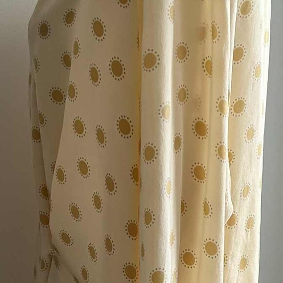 Alfred Sung Vintage Butter Pure Silk Wrap Blouse with Sunburst Dots – US 12 - Picture 5 of 12